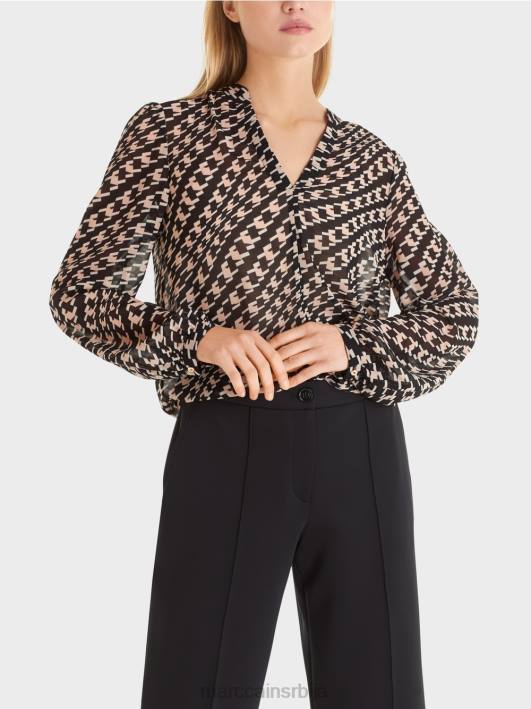 блуза у геометријском узорку Marc Cain D6881005 црн одећу