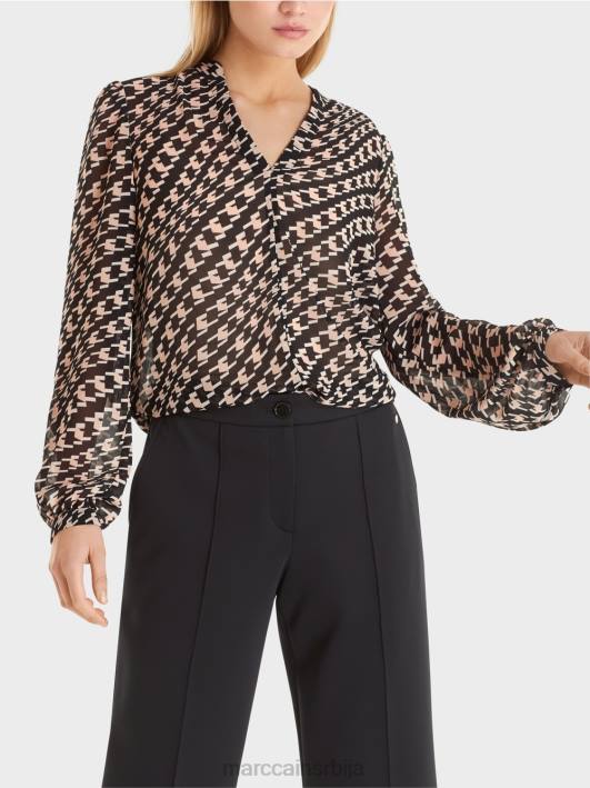 блуза у геометријском узорку Marc Cain D6881005 црн одећу