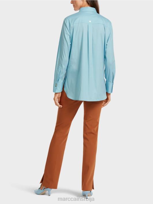 дуга блуза од мешавине памука Marc Cain D6881016 атмосферско плаво одећу