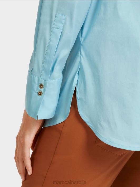 дуга блуза од мешавине памука Marc Cain D6881016 атмосферско плаво одећу