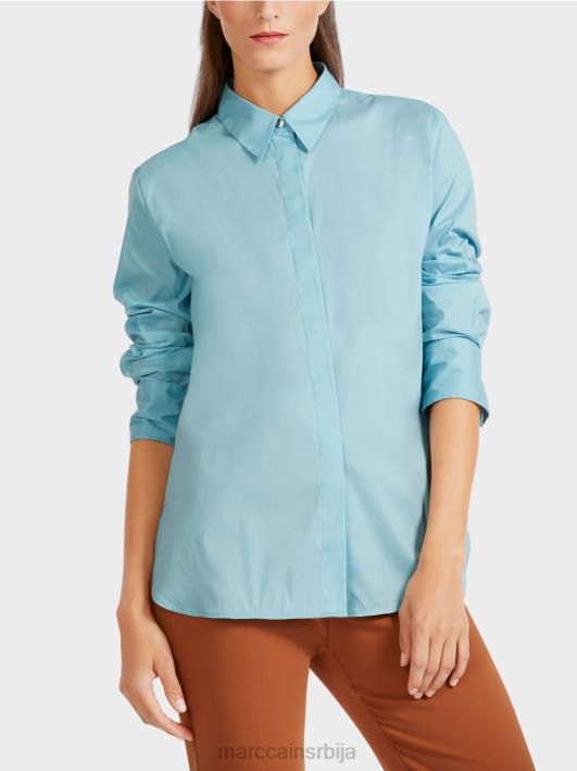дуга блуза од мешавине памука Marc Cain D6881016 атмосферско плаво одећу