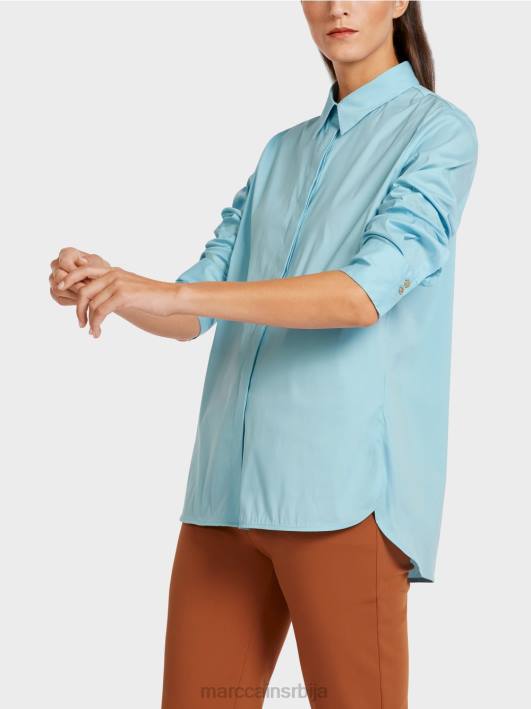 дуга блуза од мешавине памука Marc Cain D6881016 атмосферско плаво одећу