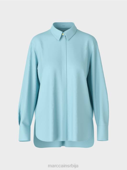 дуга блуза од мешавине памука Marc Cain D6881016 атмосферско плаво одећу