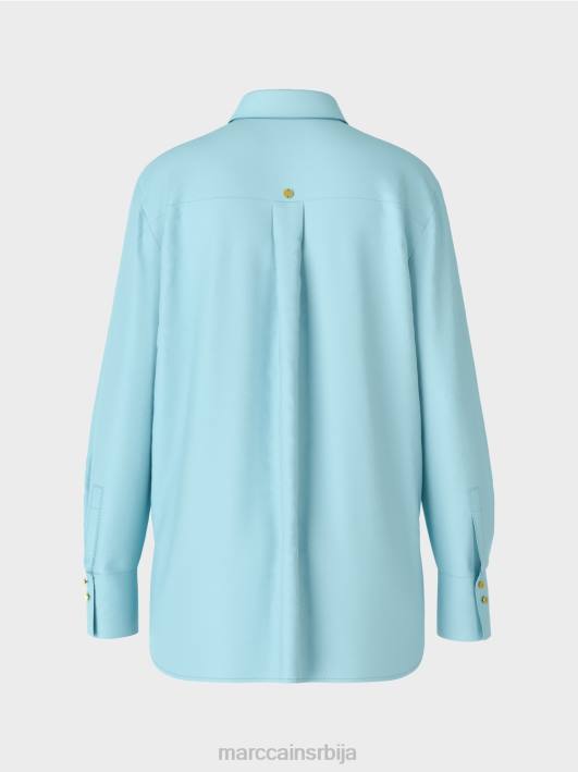 дуга блуза од мешавине памука Marc Cain D6881016 атмосферско плаво одећу