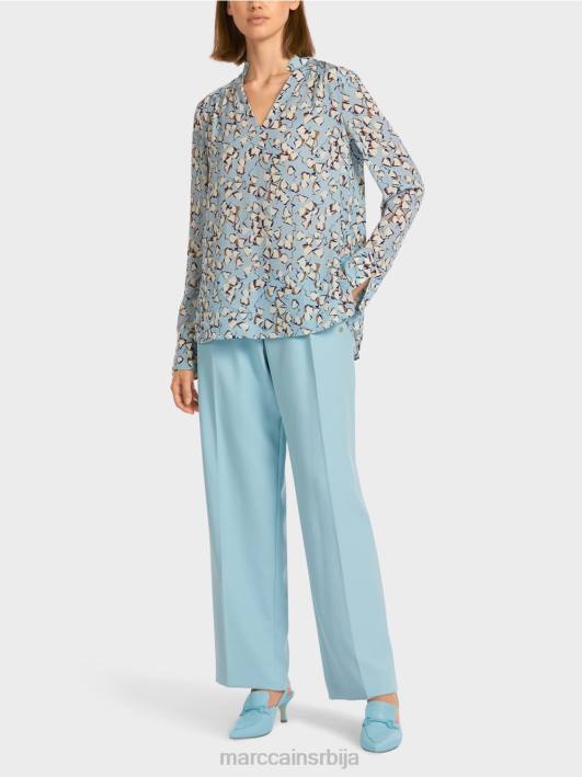 штампани горњи део у стилу блузе са В-изрезом Marc Cain D6881018 атмосферско плаво одећу