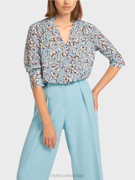 штампани горњи део у стилу блузе са В-изрезом Marc Cain D6881018 атмосферско плаво одећу
