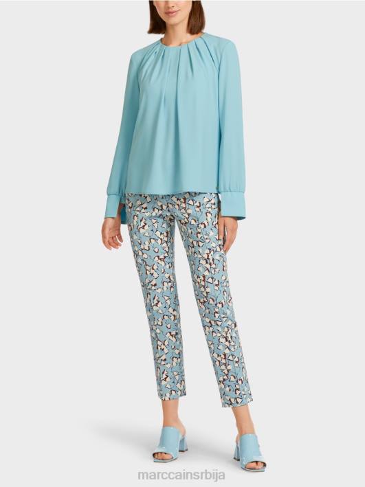 врх у стилу блузе са наборима Marc Cain D6881020 атмосферско плаво одећу