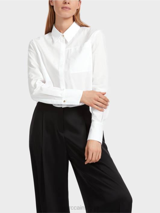 кратка памучна блуза Marc Cain D688840 бео одећу