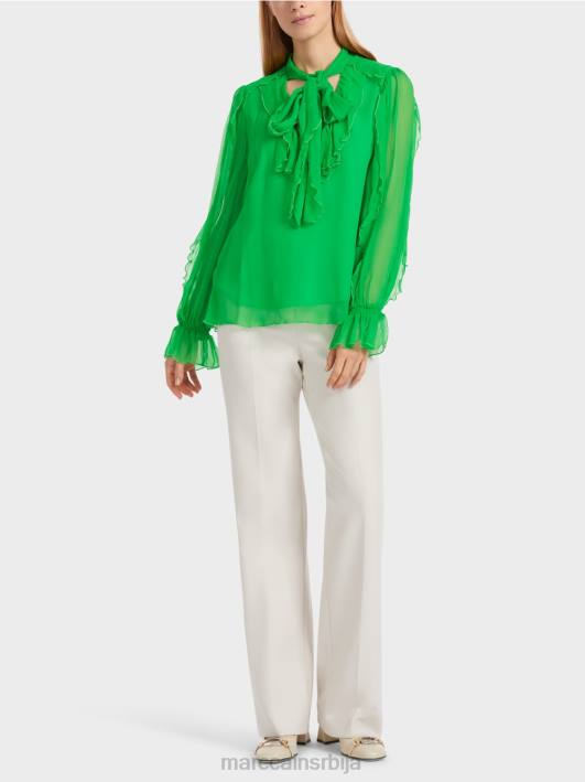 блуза од набораног шифона Marc Cain D688841 тамно зелена јабука одећу