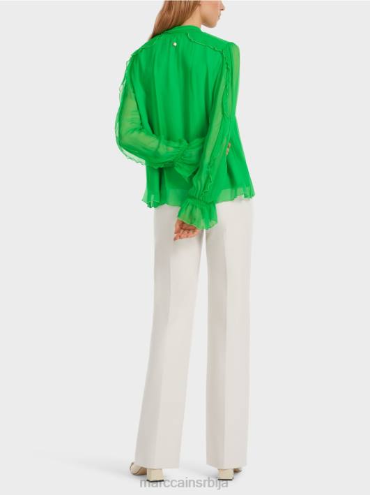 блуза од набораног шифона Marc Cain D688841 тамно зелена јабука одећу
