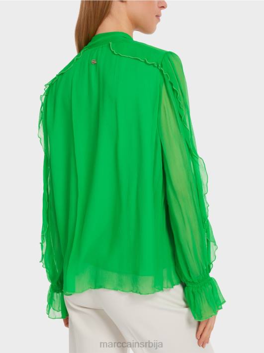 блуза од набораног шифона Marc Cain D688841 тамно зелена јабука одећу
