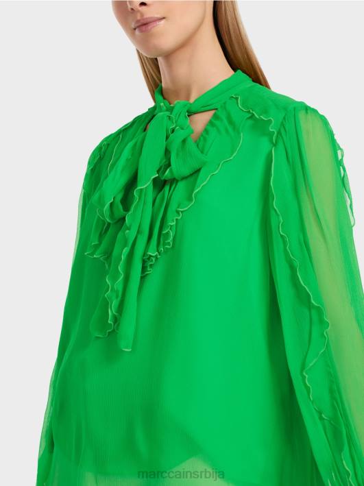 блуза од набораног шифона Marc Cain D688841 тамно зелена јабука одећу