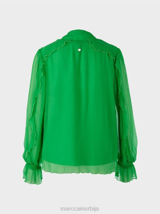 блуза од набораног шифона Marc Cain D688841 тамно зелена јабука одећу