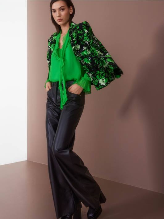 блуза од набораног шифона Marc Cain D688841 тамно зелена јабука одећу