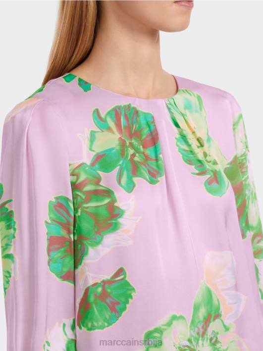 блуза са плисираним округлим изрезом Marc Cain D688842 светла лаванда одећу