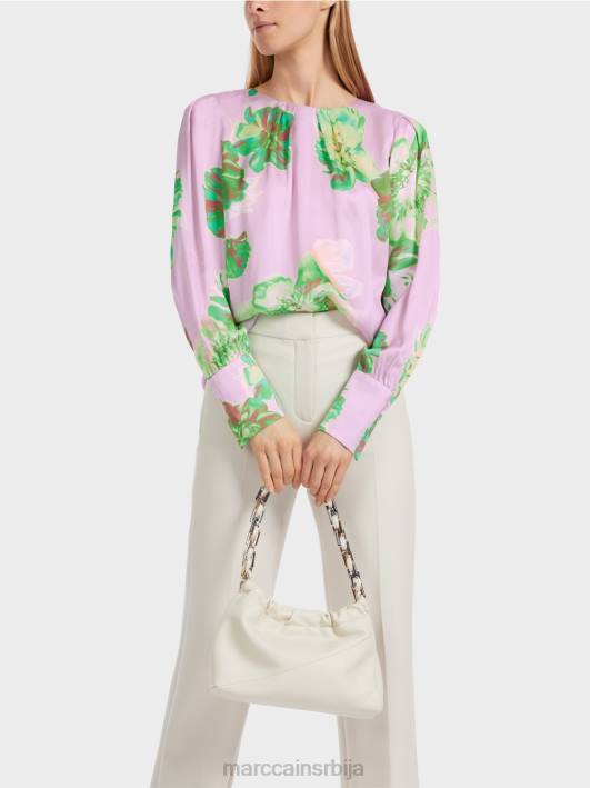 блуза са плисираним округлим изрезом Marc Cain D688842 светла лаванда одећу