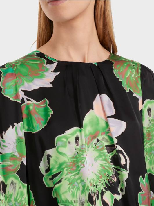 блуза са плисираним округлим изрезом Marc Cain D688845 црн одећу