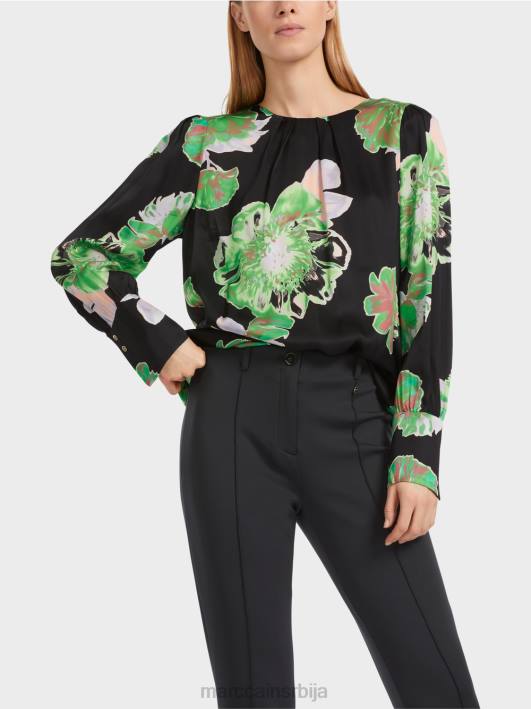 блуза са плисираним округлим изрезом Marc Cain D688845 црн одећу