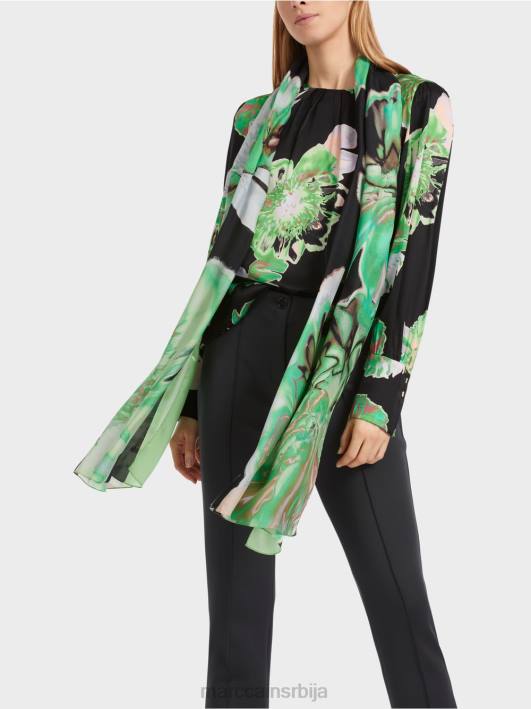 блуза са плисираним округлим изрезом Marc Cain D688845 црн одећу