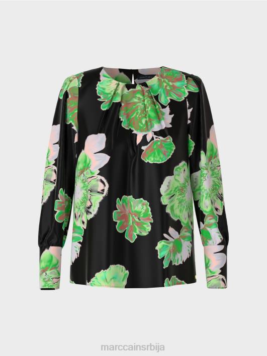 блуза са плисираним округлим изрезом Marc Cain D688845 црн одећу