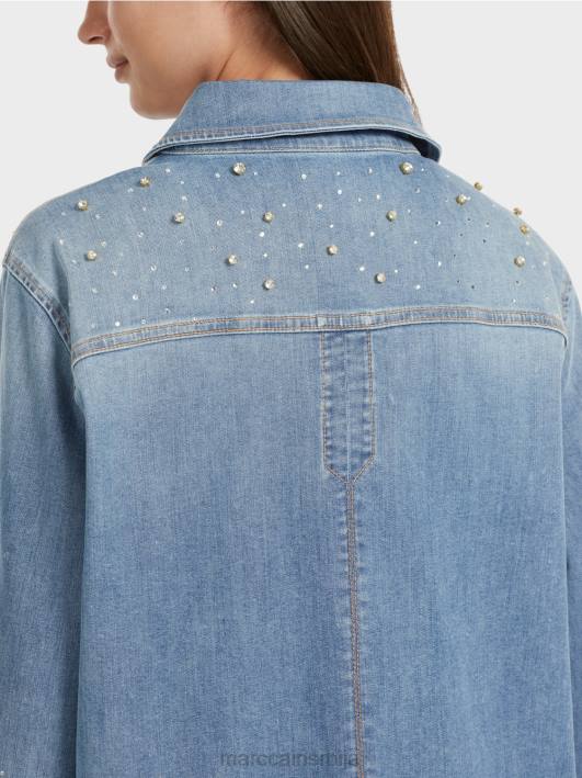 блуза са везом од перли. Marc Cain D688860 винтаге плава одећу