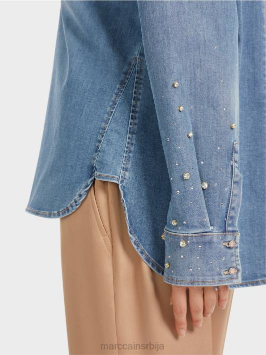 блуза са везом од перли. Marc Cain D688860 винтаге плава одећу