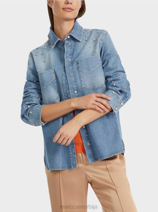 блуза са везом од перли. Marc Cain D688860 винтаге плава одећу