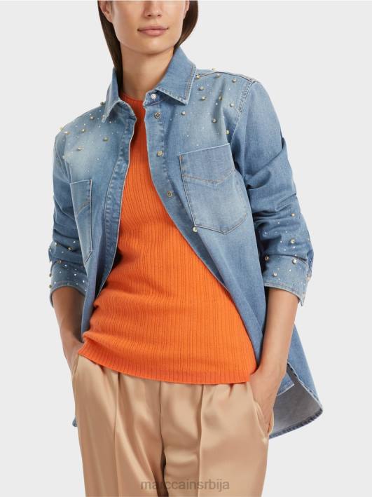 блуза са везом од перли. Marc Cain D688860 винтаге плава одећу