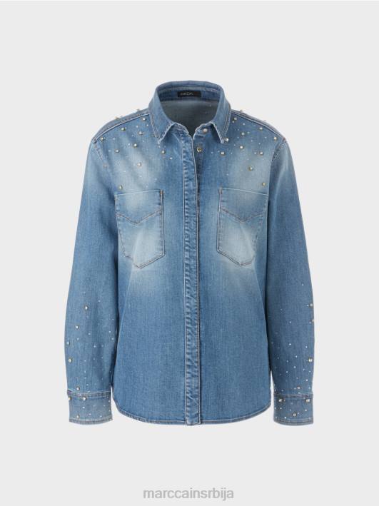 блуза са везом од перли. Marc Cain D688860 винтаге плава одећу