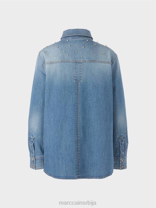 блуза са везом од перли. Marc Cain D688860 винтаге плава одећу