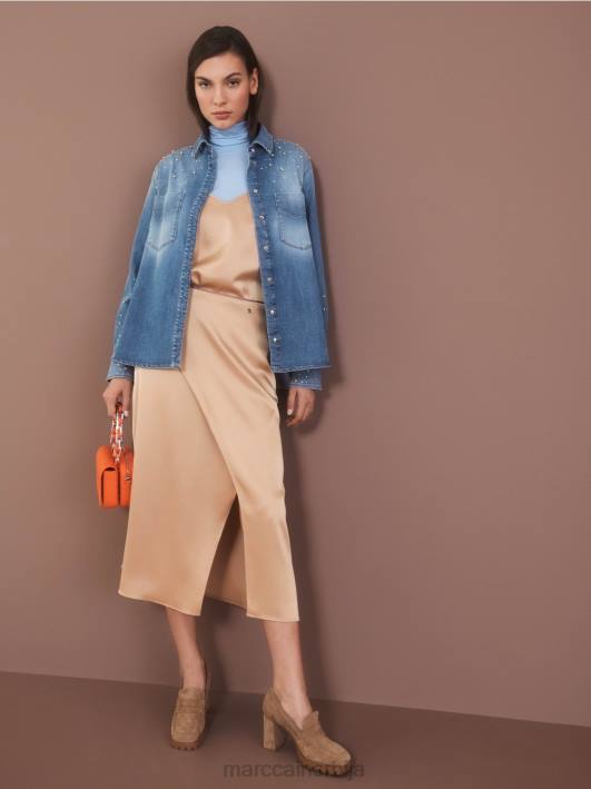 блуза са везом од перли. Marc Cain D688860 винтаге плава одећу