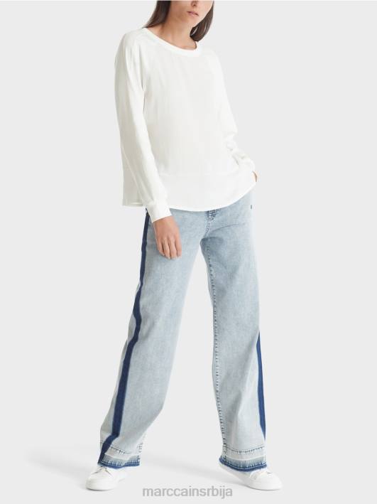 раглан блуза са мешавином материјала Marc Cain D688872 прљаво бело одећу
