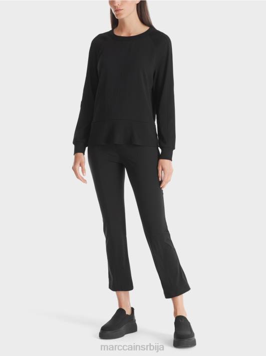 раглан блуза са мешавином материјала Marc Cain D688874 црн одећу