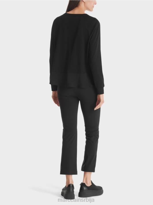 раглан блуза са мешавином материјала Marc Cain D688874 црн одећу