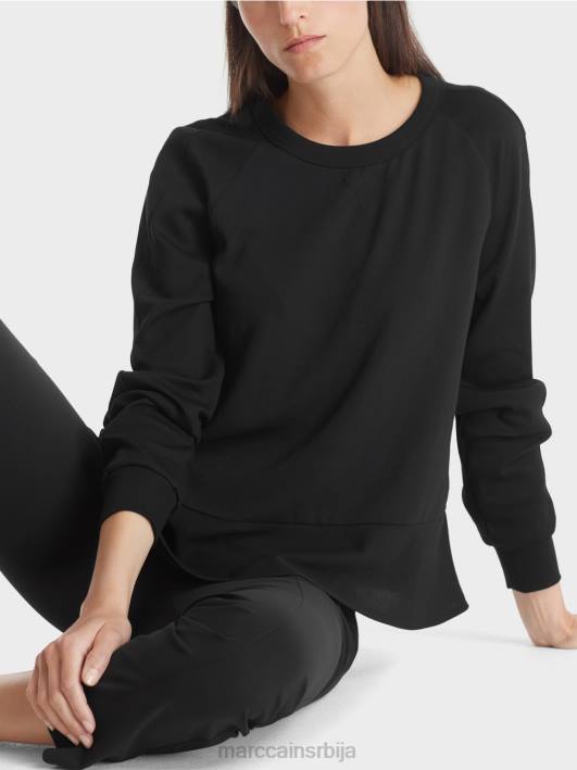 раглан блуза са мешавином материјала Marc Cain D688874 црн одећу