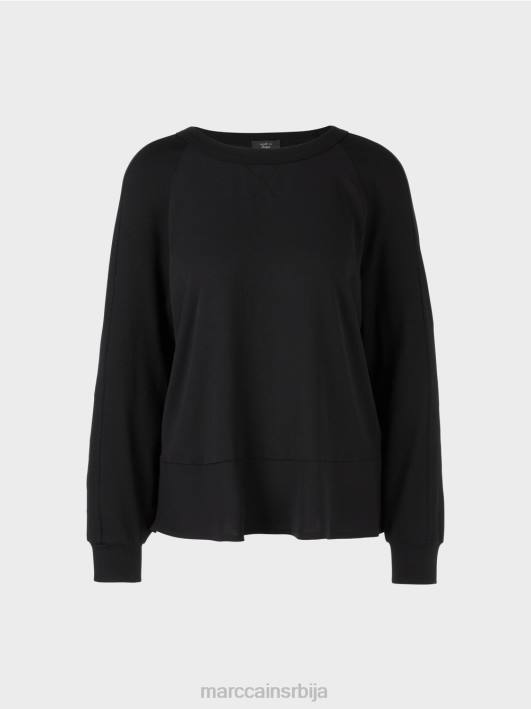 раглан блуза са мешавином материјала Marc Cain D688874 црн одећу