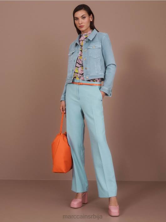 разиграна блуза са дизајном птица Marc Cain D688882 меки пудер розе одећу