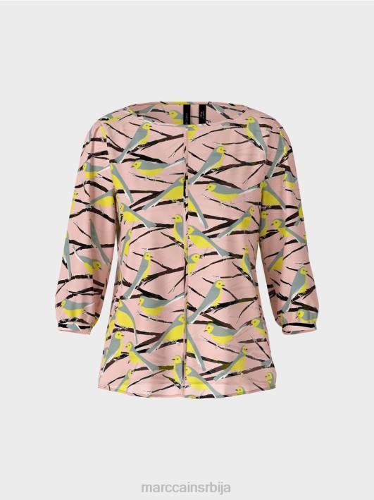 лагана блуза са дизајном птица Marc Cain D688883 меки пудер розе одећу
