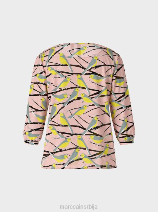 лагана блуза са дизајном птица Marc Cain D688883 меки пудер розе одећу