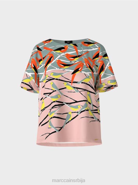 летња блуза дизајна птица Marc Cain D688886 тамно небо плаво одећу