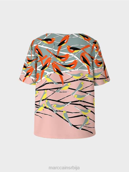 летња блуза дизајна птица Marc Cain D688886 тамно небо плаво одећу