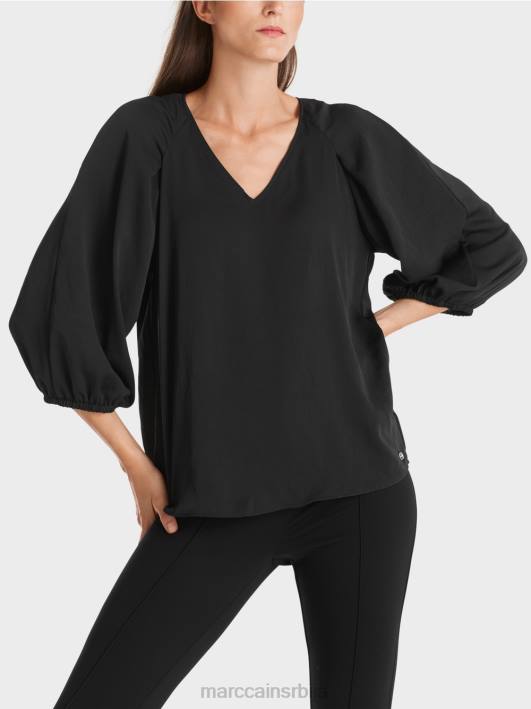 В-изрез „преиспитајте заједно блузу Marc Cain D688892 црн одећу