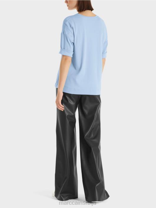 блуза са мешавином материјала Marc Cain D688905 тамно летње небо одећу