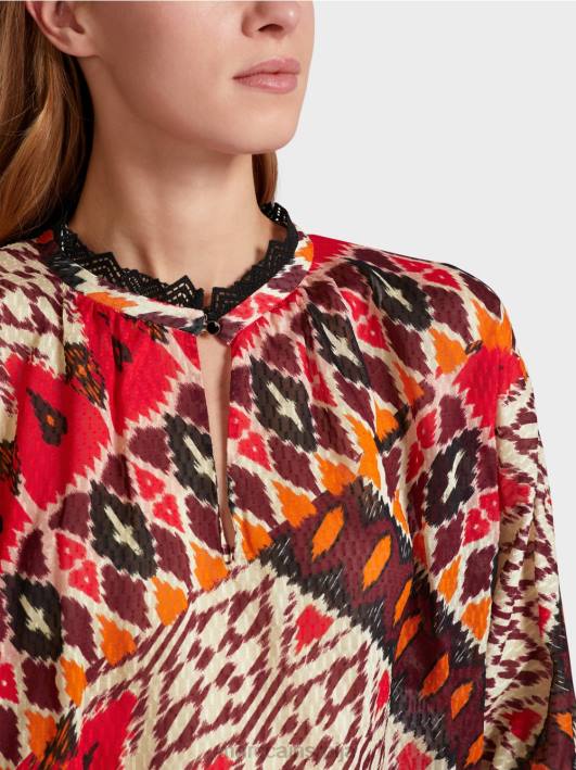 штампана кимоно блуза од вискозе Marc Cain D688913 Бордо одећу