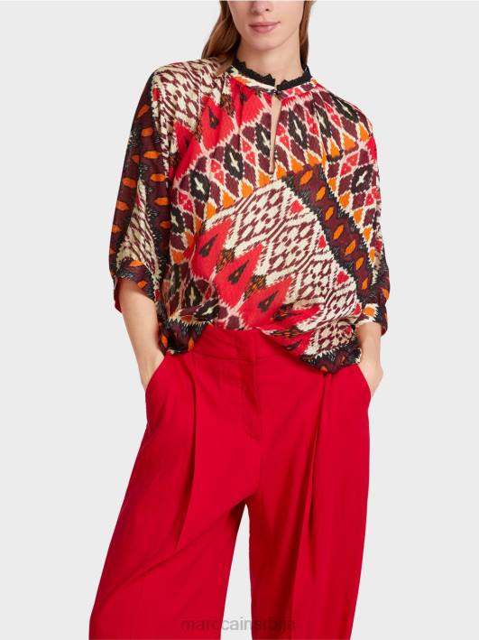 штампана кимоно блуза од вискозе Marc Cain D688913 Бордо одећу
