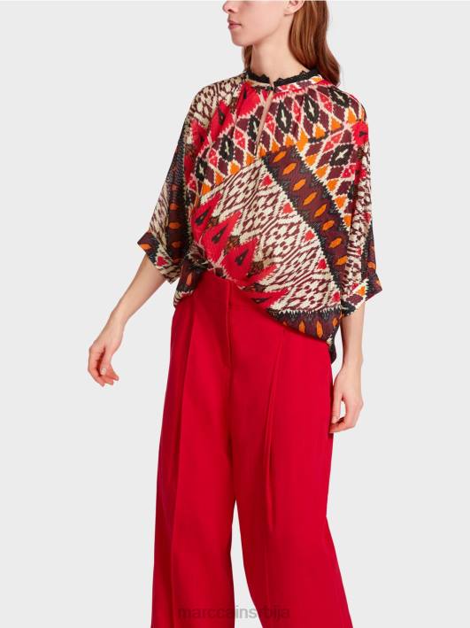 штампана кимоно блуза од вискозе Marc Cain D688913 Бордо одећу