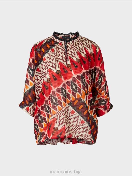 штампана кимоно блуза од вискозе Marc Cain D688913 Бордо одећу
