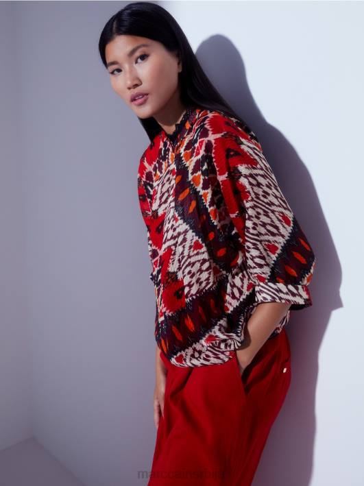 штампана кимоно блуза од вискозе Marc Cain D688913 Бордо одећу