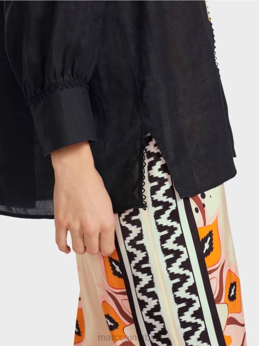 блуза у рамију (кинеска трава) Marc Cain D688915 црн одећу