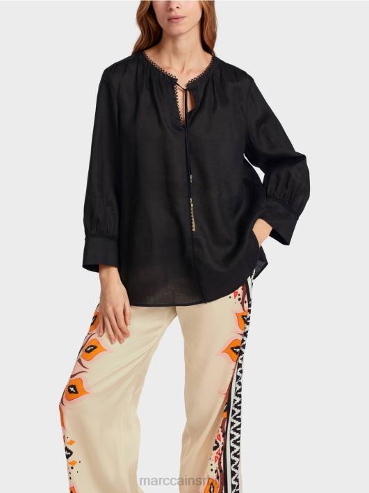 блуза у рамију (кинеска трава) Marc Cain D688915 црн одећу